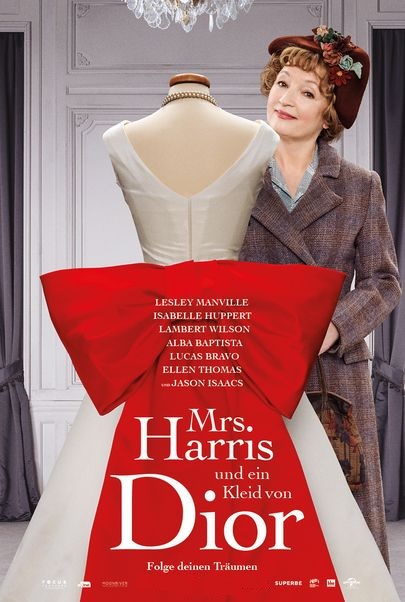 Filmplakat MRS. HARRIS und ein Kleid von Dior